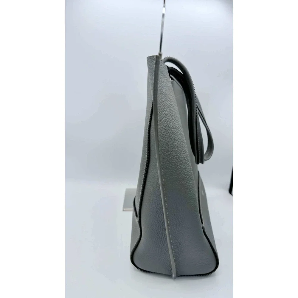 Botkier Soho Exposed Zip Trim Leather Tote Grey Pebbled Shoulder Bag NWT